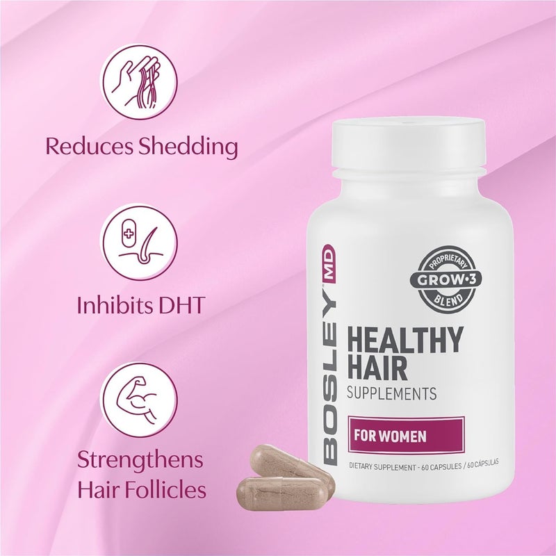 BOSLEYMD Womenâ€™s Healthy Hair Growth Supplements â€“ DHT-Blocking Botanicals with Biotin, Niacin, Zinc & L-Lysine â€“ Rich in Vitamins & Minerals â€“ Supports Thicker, Fuller Hair â€“ 60 Capsules (2-Month Supply) - Image 5